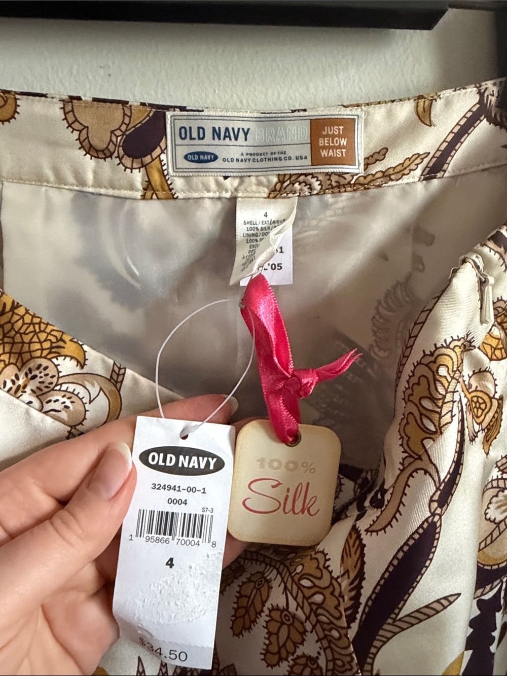 NWT Vintage Silk Old Navy Skirt - Picture 4 of 6